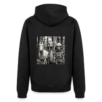 Weird Unicorn Dragon Alien Photografy 2 - Unisex Premium Bio Zip Hoodie - Schwarz - Hinten - Nico (187cm)