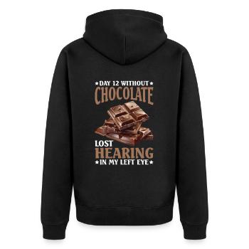 Day 12 Without Chocolate, Lost Hearing In My Eye36 - Unisex Premium Bio Zip Hoodie - Schwarz - Hinten - Nico (187cm)