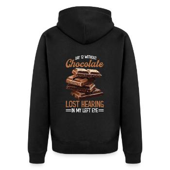 Day 12 Without Chocolate, Lost Hearing In My Eye37 - Unisex Premium Bio Zip Hoodie - Schwarz - Hinten - Nico (187cm)