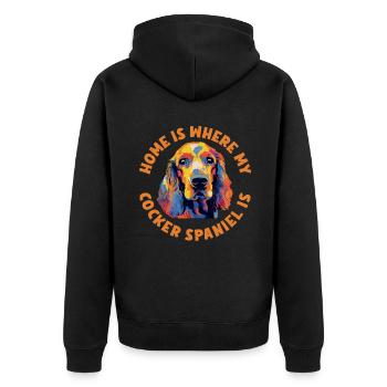 Cocker Spaniel Gifts - Unisex Premium Bio Zip Hoodie - Schwarz - Hinten - Nico (187cm)