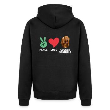 Cocker Spaniel Gifts - Unisex Premium Bio Zip Hoodie - Schwarz - Hinten - Nico (187cm)