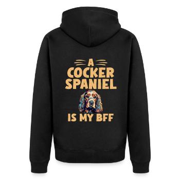 Cocker Spaniel Gifts - Unisex Premium Bio Zip Hoodie - Schwarz - Hinten - Nico (187cm)