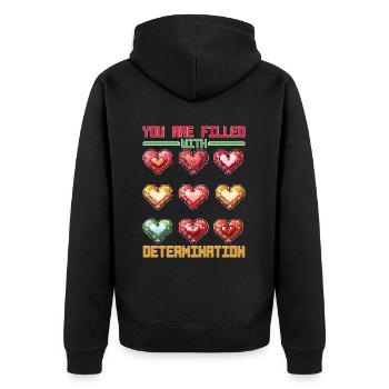 You Are Filled With Determination 25 - Unisex Premium Bio Zip Hoodie - Schwarz - Hinten - Nico (187cm)
