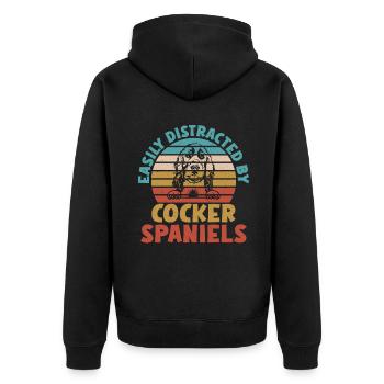 Cocker Spaniel Gifts - Unisex Premium Bio Zip Hoodie - Schwarz - Hinten - Nico (187cm)