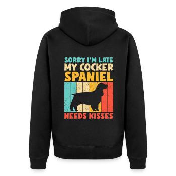 Cocker Spaniel Gifts - Unisex Premium Bio Zip Hoodie - Schwarz - Hinten - Nico (187cm)
