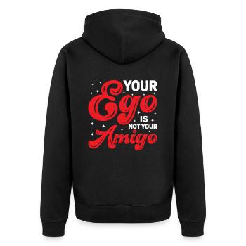 Your Ego Is Not Your Amigo 81 - Unisex Premium Bio Zip Hoodie - Schwarz - Hinten - Nico (187cm)