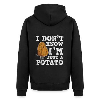 I Don't Know I'm Just A Potato 3 - Unisex Premium Bio Zip Hoodie - Schwarz - Hinten - Nico (187cm)