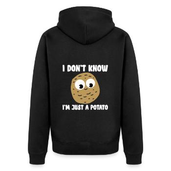 I Don't Know I'm Just A Potato 2 - Unisex Premium Bio Zip Hoodie - Schwarz - Hinten - Nico (187cm)