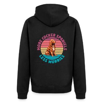 Cocker Spaniel Gifts - Unisex Premium Bio Zip Hoodie - Schwarz - Hinten - Nico (187cm)