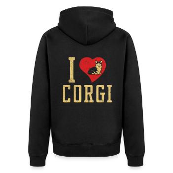 Corgi Gifts for Corgi Lovers - Unisex Premium Organic Zip Hoodie - black - Back - Nico (187cm)