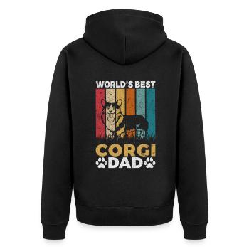 Corgi Gifts for Corgi Lovers - Unisex Premium Organic Zip Hoodie - black - Back - Nico (187cm)
