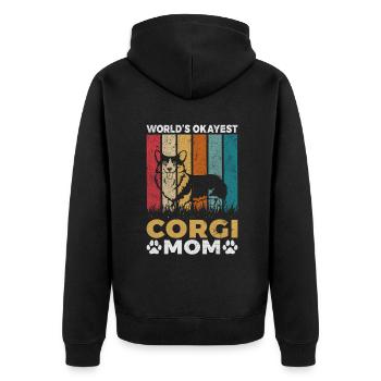 Corgi Gifts for Corgi Lovers - Unisex Premium Organic Zip Hoodie - black - Back - Nico (187cm)