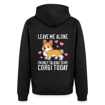 Corgi Gifts for Corgi Lovers - Unisex Premium Organic Zip Hoodie - black - Back - Nico (187cm)