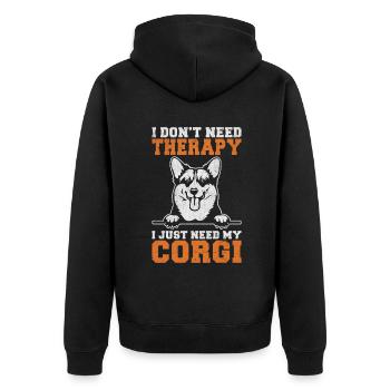 Corgi Gifts for Corgi Lovers - Unisex Premium Organic Zip Hoodie - black - Back - Nico (187cm)
