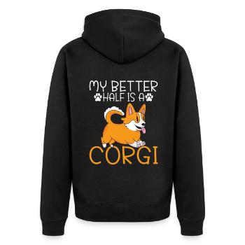 Corgi Gifts for Corgi Lovers - Unisex Premium Organic Zip Hoodie - black - Back - Nico (187cm)