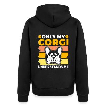 Corgi Gifts for Corgi Lovers - Unisex Premium Organic Zip Hoodie - black - Back - Nico (187cm)
