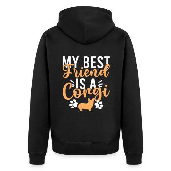 Corgi Gifts for Corgi Lovers - Unisex Premium Organic Zip Hoodie - black - Back - Nico (187cm)