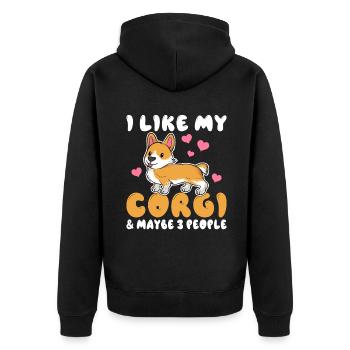 Cadeaux de corgi pour les amateurs de corgi - Veste à capuche bio Premium Unisexe - noir - Dos - Nico (187cm)