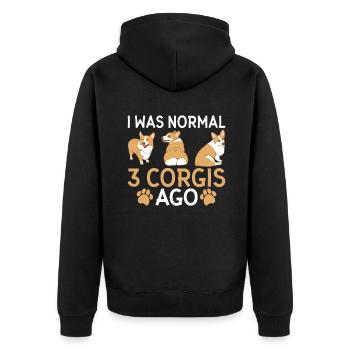 Corgi Gifts for Corgi Lovers - Unisex Premium Organic Zip Hoodie - black - Back - Nico (187cm)