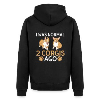 Corgi Gifts for Corgi Lovers - Unisex Premium Organic Zip Hoodie - black - Back - Nico (187cm)