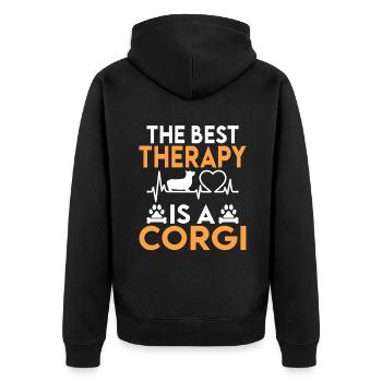 Corgi Gifts for Corgi Lovers - Unisex Premium Organic Zip Hoodie - black - Back - Nico (187cm)