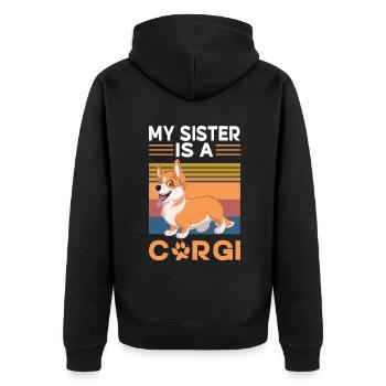 Corgi Gifts for Corgi Lovers - Unisex Premium Organic Zip Hoodie - black - Back - Nico (187cm)