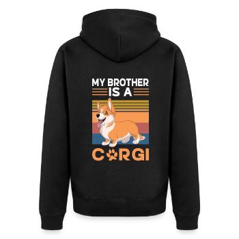 Corgi Gifts for Corgi Lovers - Unisex Premium Organic Zip Hoodie - black - Back - Nico (187cm)