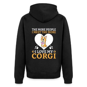 Cadeaux de corgi pour les amateurs de corgi - Veste à capuche bio Premium Unisexe - noir - Dos - Nico (187cm)