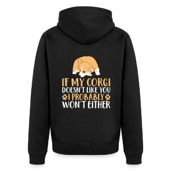 Cadeaux de corgi pour les amateurs de corgi - Veste à capuche bio Premium Unisexe - noir - Dos - Nico (187cm)