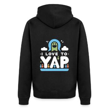 I Love To Yap 10 - Unisex Premium Bio Zip Hoodie - Schwarz - Hinten - Nico (187cm)
