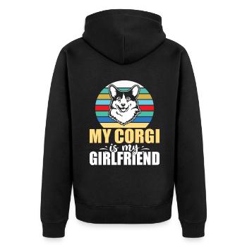 Corgi Gifts for Corgi Lovers - Unisex Premium Organic Zip Hoodie - black - Back - Nico (187cm)