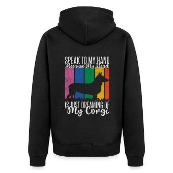Corgi Gifts for Corgi Lovers - Unisex Premium Organic Zip Hoodie - black - Back - Nico (187cm)
