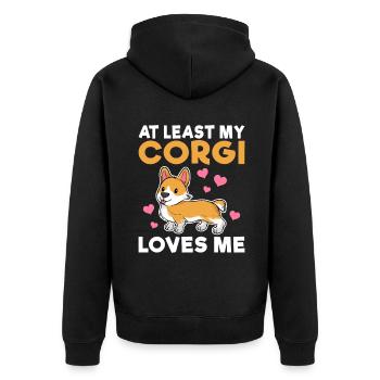 Corgi Gifts for Corgi Lovers - Unisex Premium Organic Zip Hoodie - black - Back - Nico (187cm)