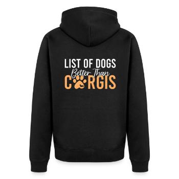 Corgi Gifts for Corgi Lovers - Unisex Premium Organic Zip Hoodie - black - Back - Nico (187cm)