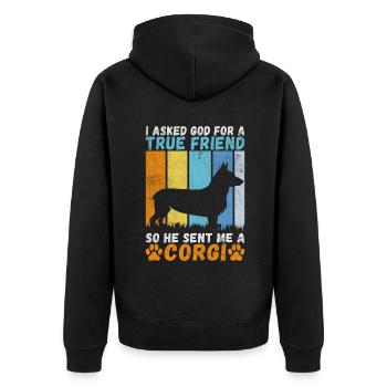 Corgi Gifts for Corgi Lovers - Unisex Premium Organic Zip Hoodie - black - Back - Nico (187cm)