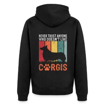 Corgi Gifts for Corgi Lovers - Unisex Premium Organic Zip Hoodie - black - Back - Nico (187cm)