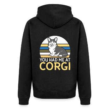 Corgi Gifts for Corgi Lovers - Unisex Premium Organic Zip Hoodie - black - Back - Nico (187cm)