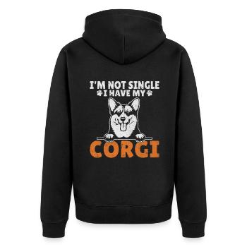 Corgi Gifts for Corgi Lovers - Unisex Premium Organic Zip Hoodie - black - Back - Nico (187cm)