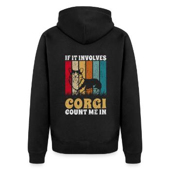 Corgi Gifts for Corgi Lovers - Unisex Premium Organic Zip Hoodie - black - Back - Nico (187cm)