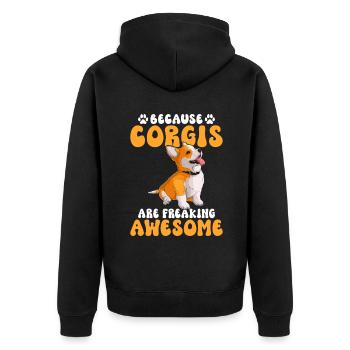Cadeaux de corgi pour les amateurs de corgi - Veste à capuche bio Premium Unisexe - noir - Dos - Nico (187cm)