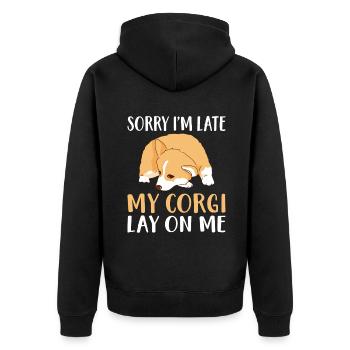 Corgi Gifts for Corgi Lovers - Unisex Premium Organic Zip Hoodie - black - Back - Nico (187cm)