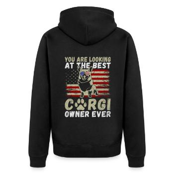 Cadeaux de corgi pour les amateurs de corgi - Veste à capuche bio Premium Unisexe - noir - Dos - Nico (187cm)