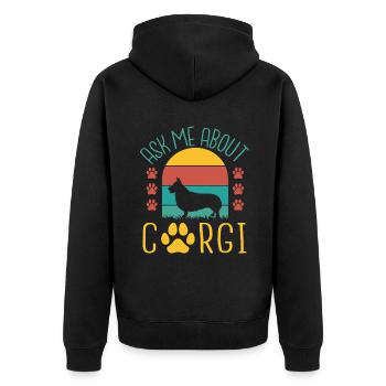 Cadeaux de corgi pour les amateurs de corgi - Veste à capuche bio Premium Unisexe - noir - Dos - Nico (187cm)
