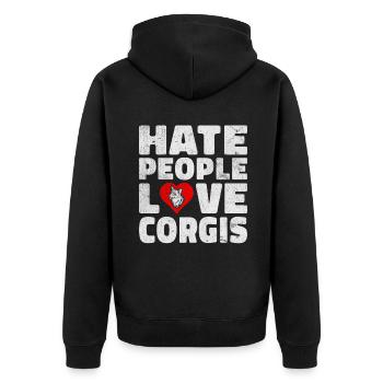 Cadeaux de corgi pour les amateurs de corgi - Veste à capuche bio Premium Unisexe - noir - Dos - Nico (187cm)