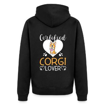 Corgi Gifts for Corgi Lovers - Unisex Premium Organic Zip Hoodie - black - Back - Nico (187cm)