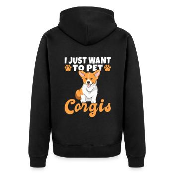 Cadeaux de corgi pour les amateurs de corgi - Veste à capuche bio Premium Unisexe - noir - Dos - Nico (187cm)