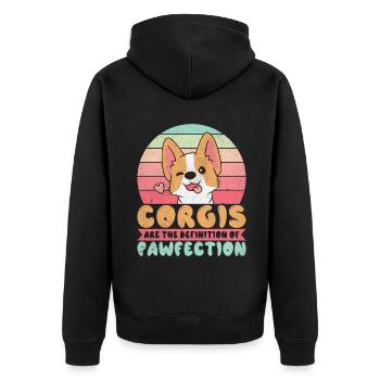 Corgi Gifts for Corgi Lovers - Unisex Premium Organic Zip Hoodie - black - Back - Nico (187cm)