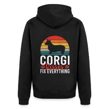 Corgi Gifts for Corgi Lovers - Unisex Premium Organic Zip Hoodie - black - Back - Nico (187cm)