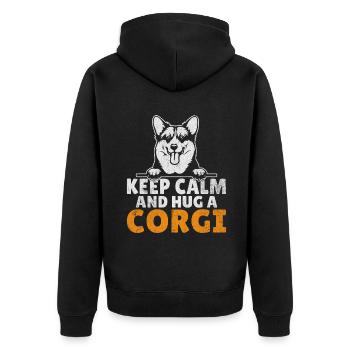 Cadeaux de corgi pour les amateurs de corgi - Veste à capuche bio Premium Unisexe - noir - Dos - Nico (187cm)