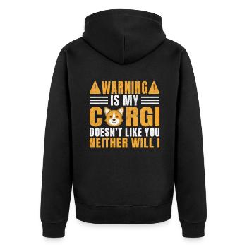 Cadeaux de corgi pour les amateurs de corgi - Veste à capuche bio Premium Unisexe - noir - Dos - Nico (187cm)